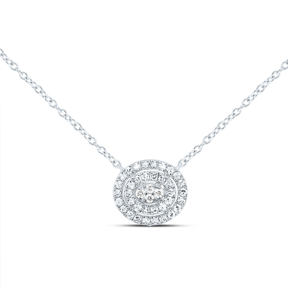 10kt White Gold 1/6 Cttw Diamond Oval Necklace, Length: 18 Inch