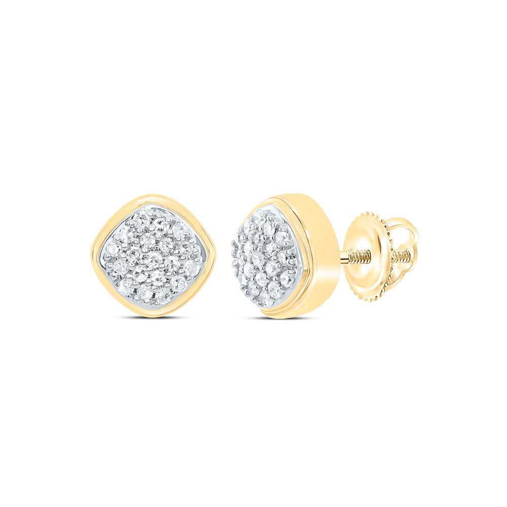 10kt Yellow Gold 1/10 Cttw Diamond Cushion Stud Earring