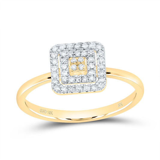 10kt Yellow Gold 1/5 Cttw Diamond Square Wedding Engagement Anniversary Ring, Women Size: 5-9