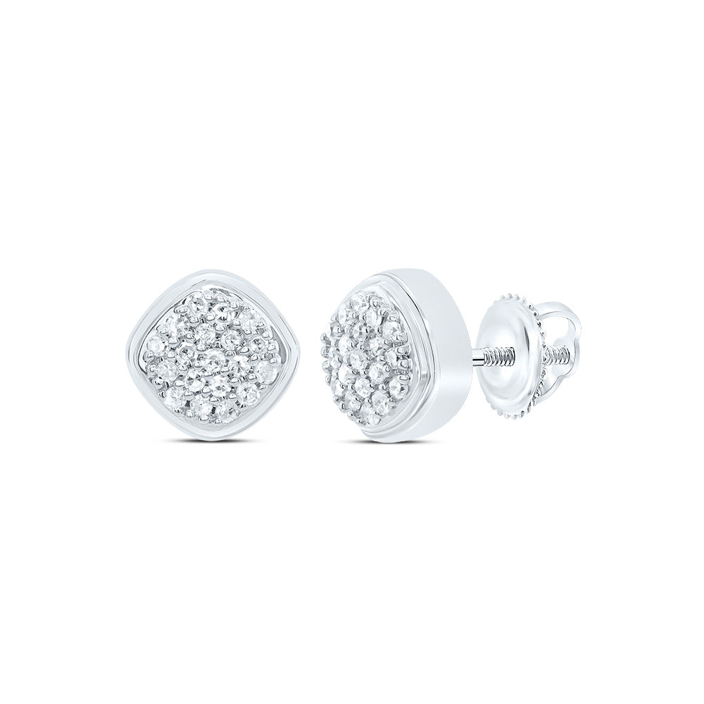 10kt White Gold 1/10 Cttw Diamond Cushion Stud Earring