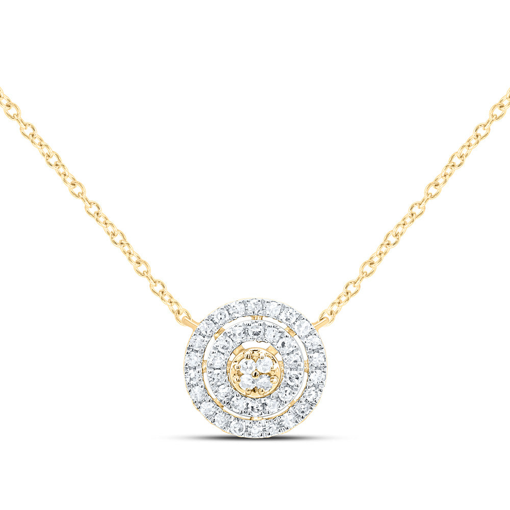 10kt Yellow Gold 1/6 Cttw Diamond Round Necklace, Length: 18 Inch