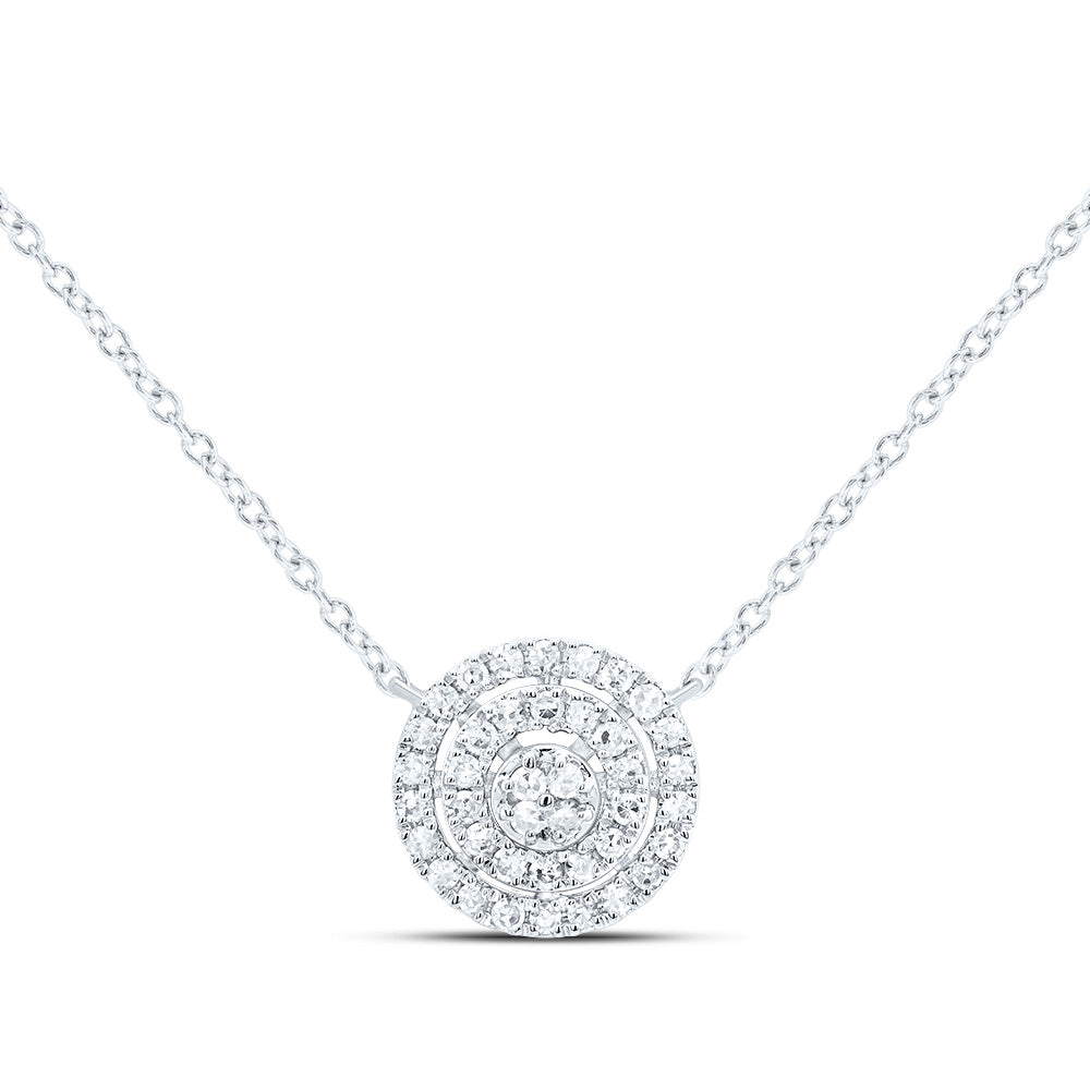 10kt White Gold 1/6 Cttw Diamond Round Necklace, Length: 18 Inch
