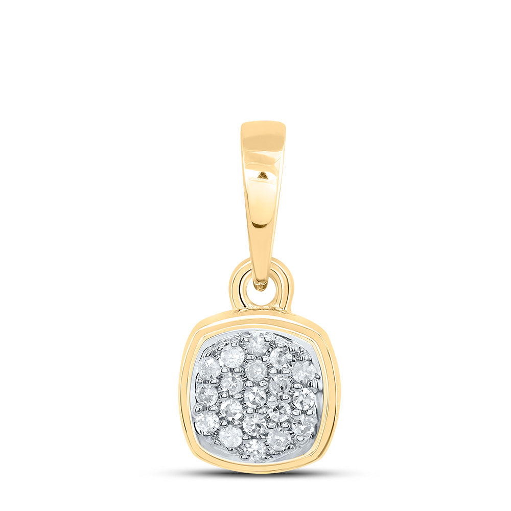 10kt Yellow Gold 1/20 Cttw Diamond Cushion Pendant