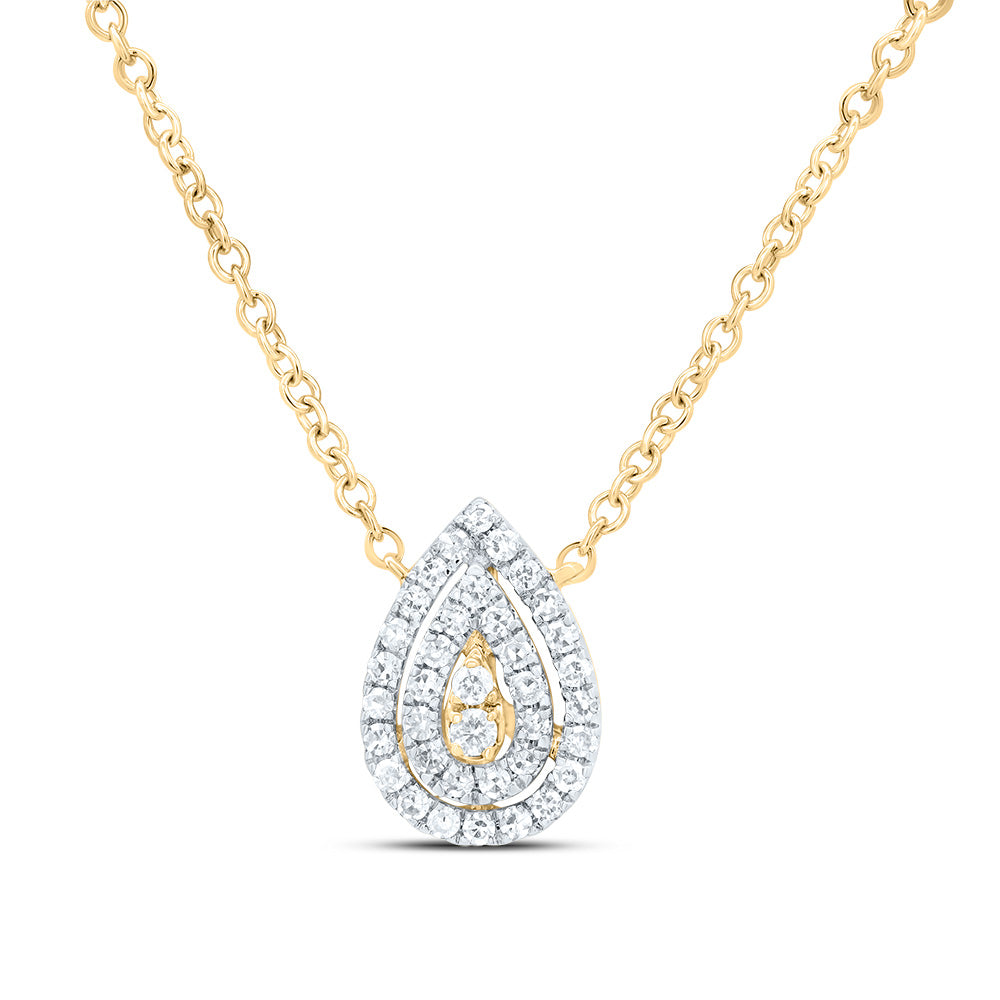 10kt Yellow Gold 1/6 Cttw Diamond Pear Necklace, Length: 18 Inch
