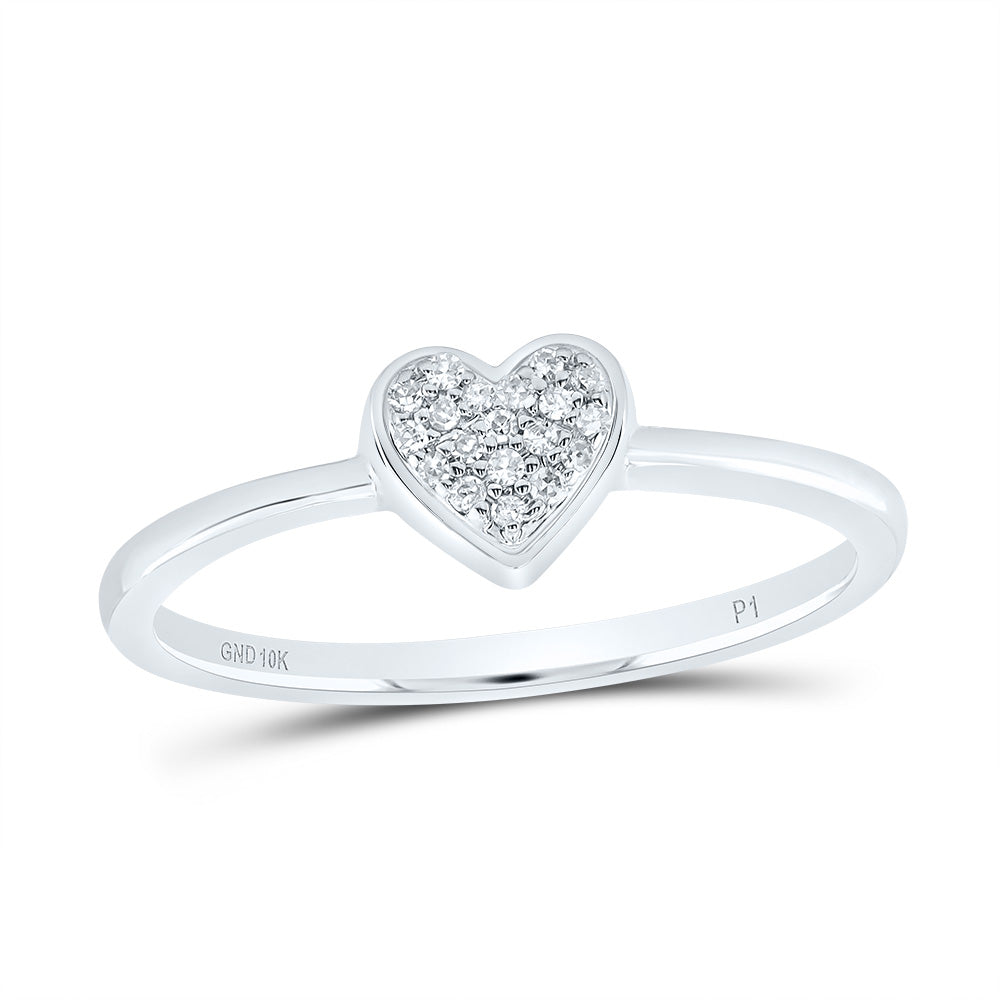10kt White Gold 1/20 Cttw Natural Diamond Heart Wedding Engagement Anniversary Ring, Women Size: 5-9
