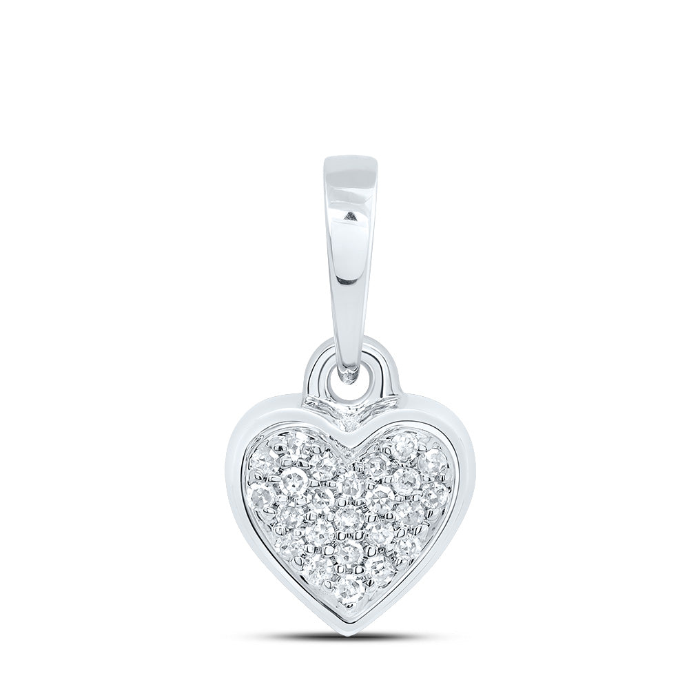 10kt White Gold 1/20 Cttw Natural Diamond Heart Pendant