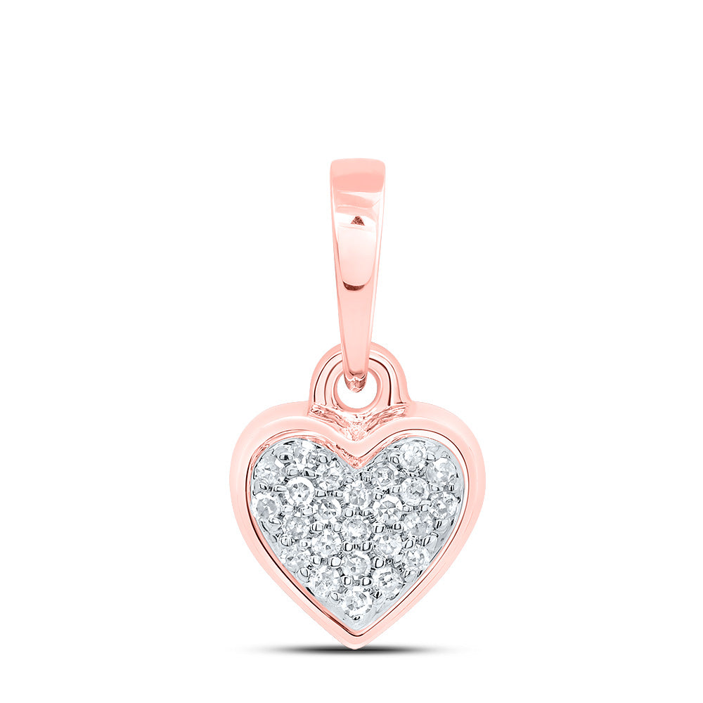 10kt Rose Gold 1/20 Cttw Natural Diamond Heart Pendant