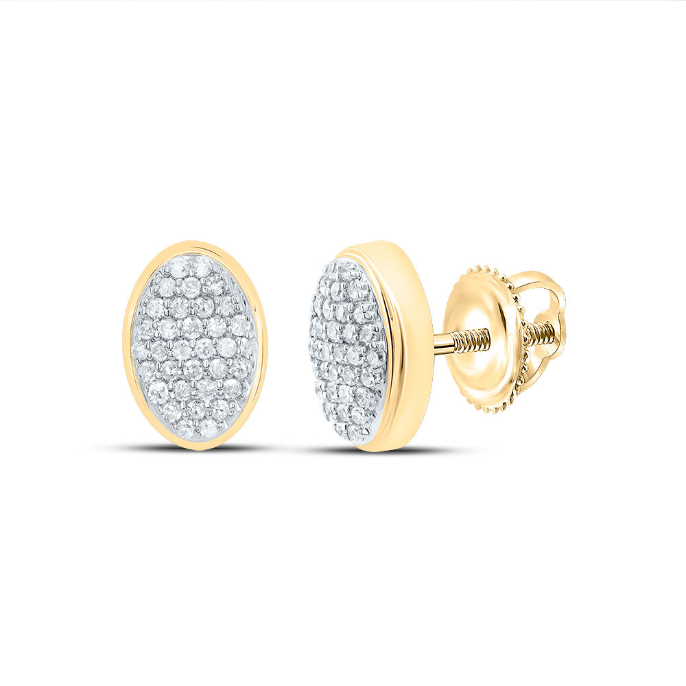 10kt Yellow Gold 1/5 Cttw Diamond Oval Stud Earring