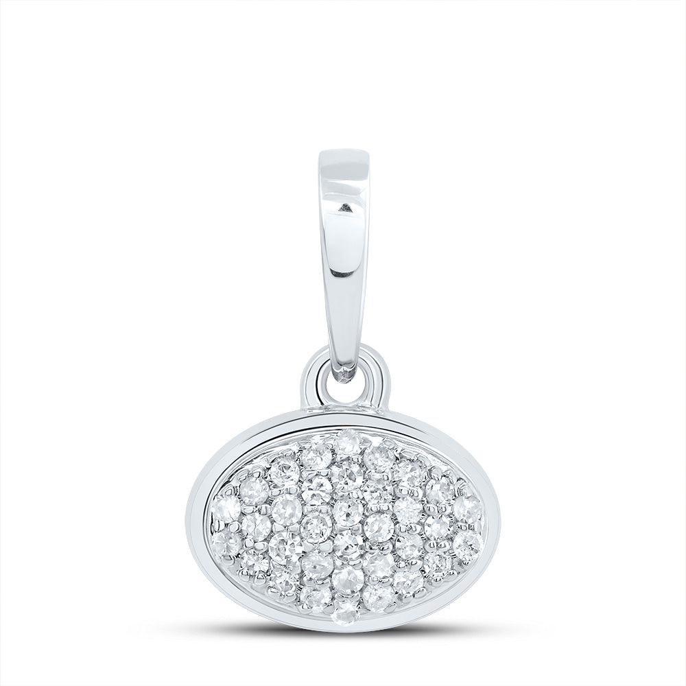 10kt White Gold 1/10 Cttw Diamond Oval Pendant