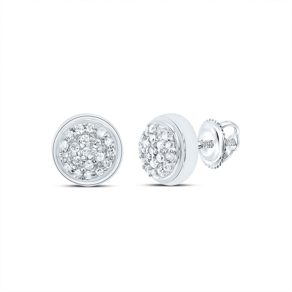 10kt White Gold 1/10 Cttw Diamond Round Stud Earring