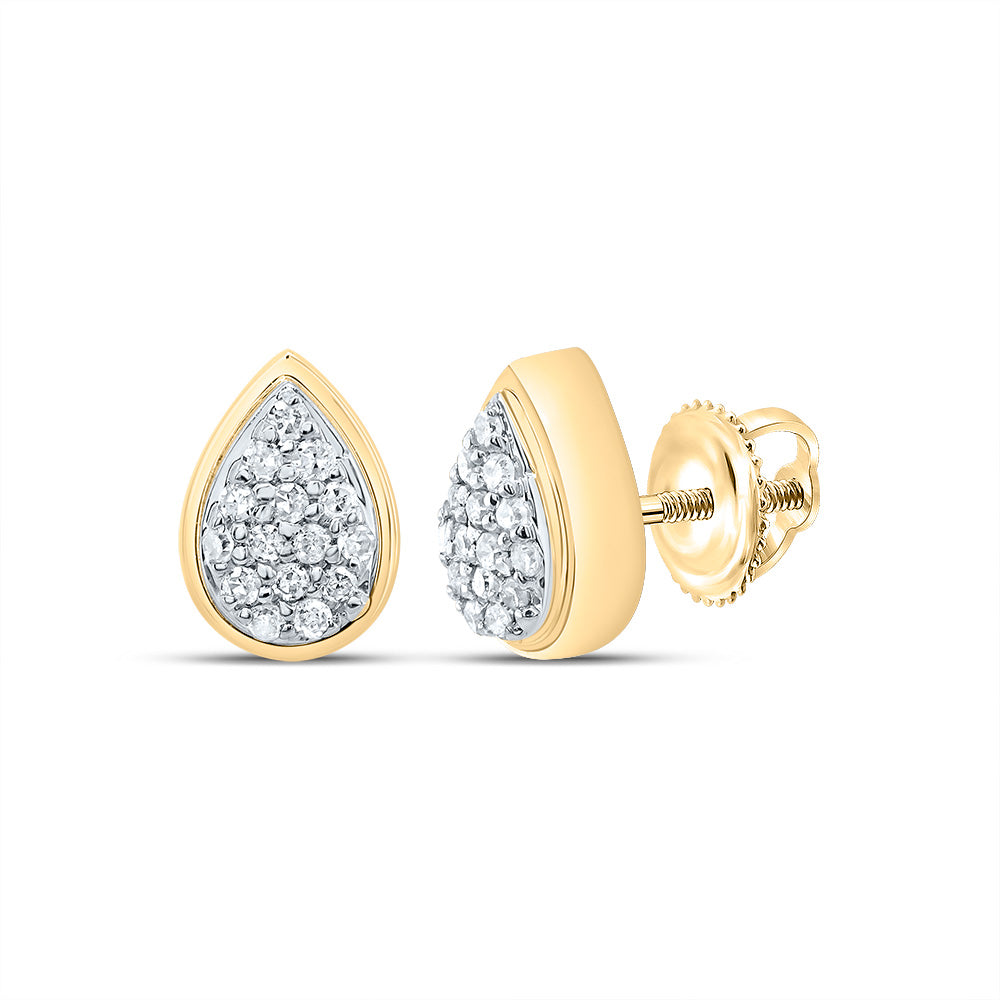 10kt Yellow Gold 1/12 Cttw Diamond Pear Stud Earring