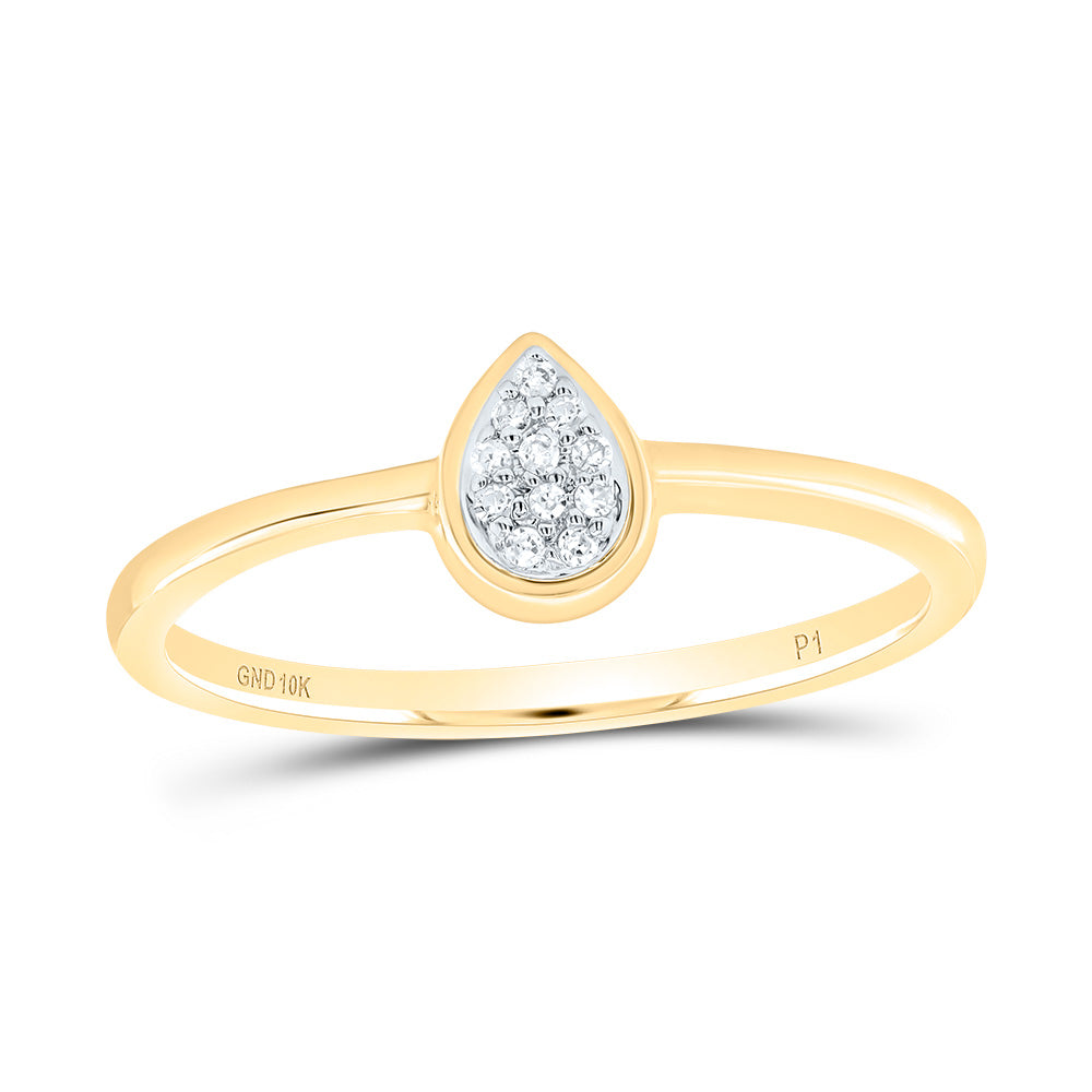 10kt Yellow Gold 0.03 Cttw Diamond Pear Wedding Engagement Anniversary Ring, Women Size: 5-9