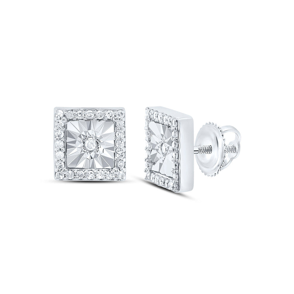 10kt White Gold 1/8 Cttw Diamond Square Stud Earring