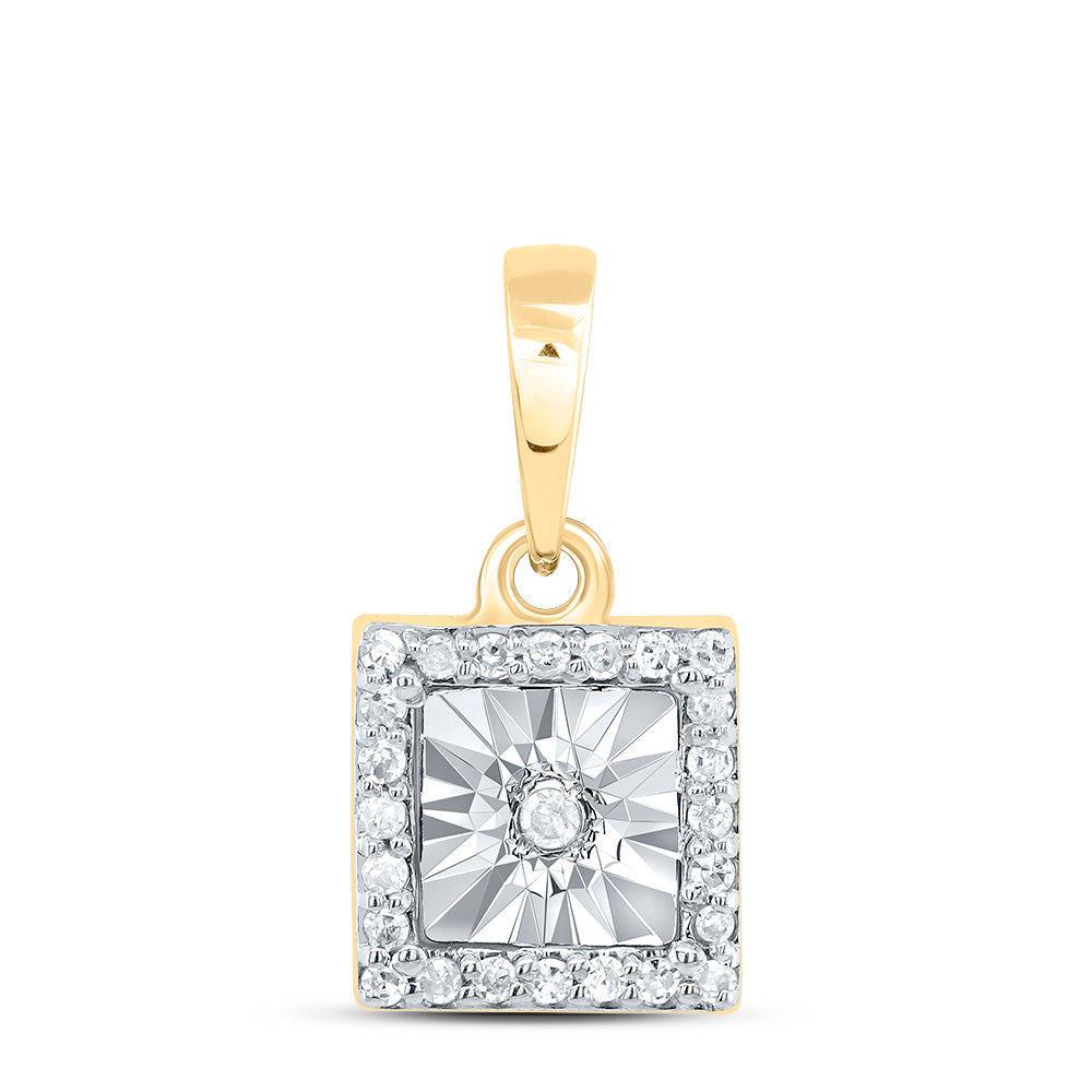 10K Yellow Gold 1/12 Ctw Diamond Square Pendant