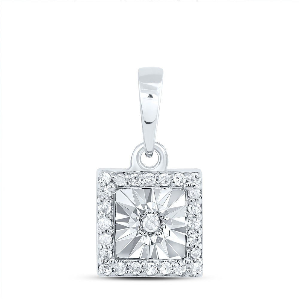 10kt White Gold 1/12 Cttw Diamond Square Pendant