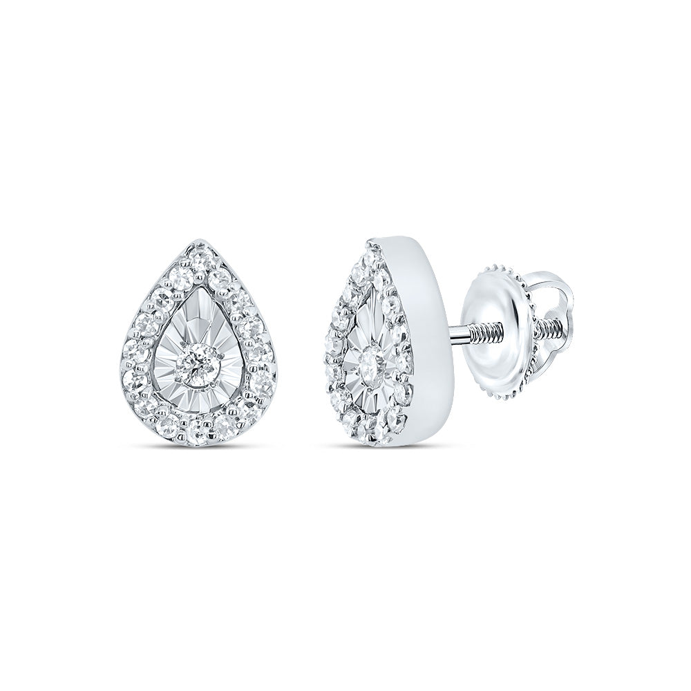 10kt White Gold 1/10 Cttw Diamond Pear Stud Earring