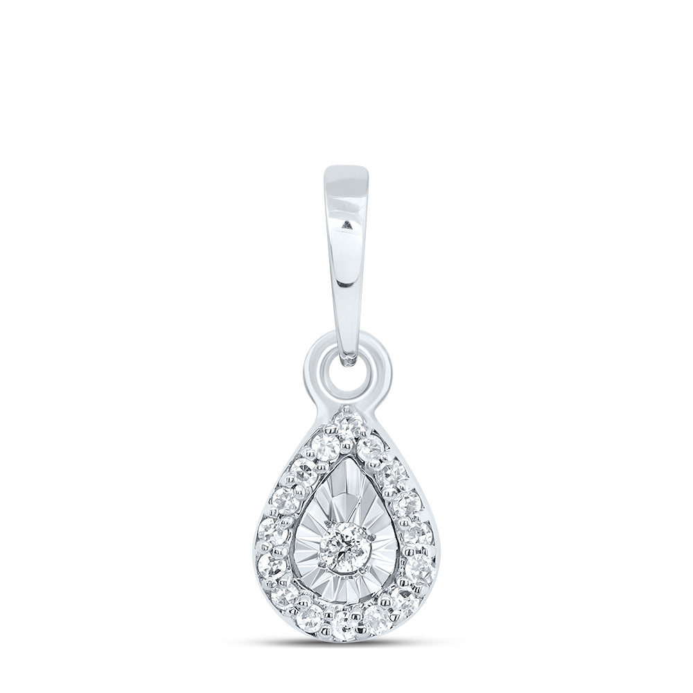10kt White Gold 1/20 Cttw Diamond Pear Pendant