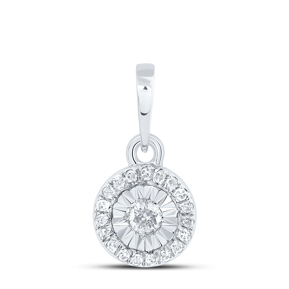 10kt White Gold 1/10 Cttw Diamond Round Pendant