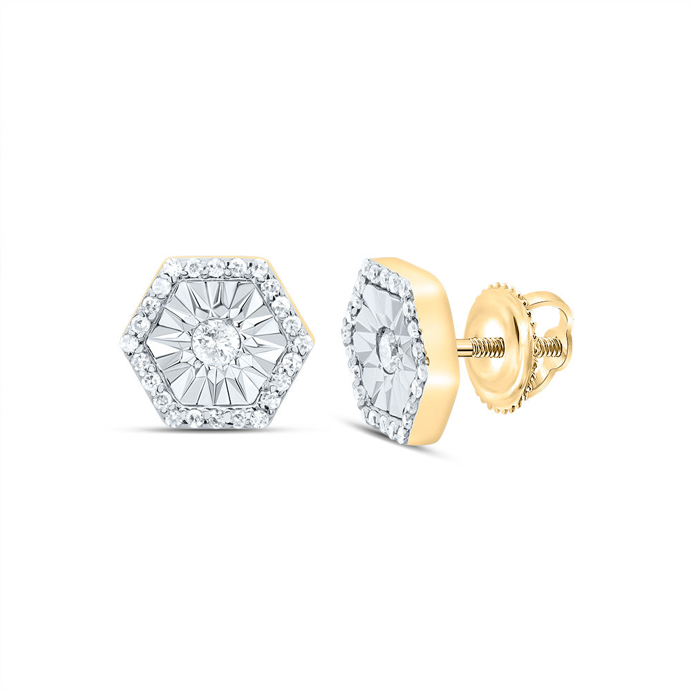 10kt Yellow Gold 1/5 Cttw Diamond Hexagon Stud Earring