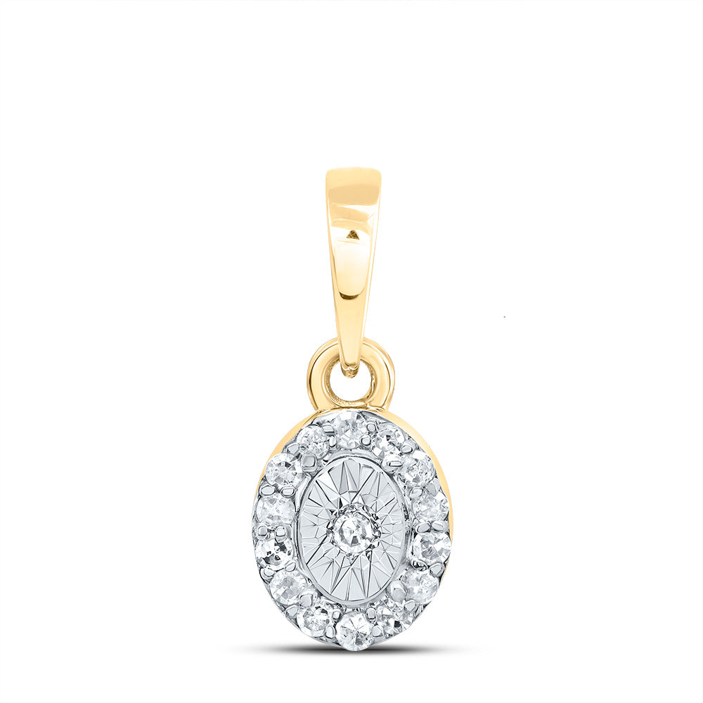 10kt Yellow Gold 1/12 Cttw Diamond Oval Pendant