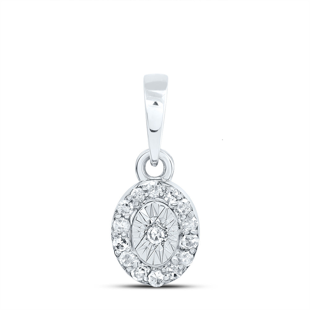 10kt White Gold 1/12 Cttw Diamond Oval Pendant