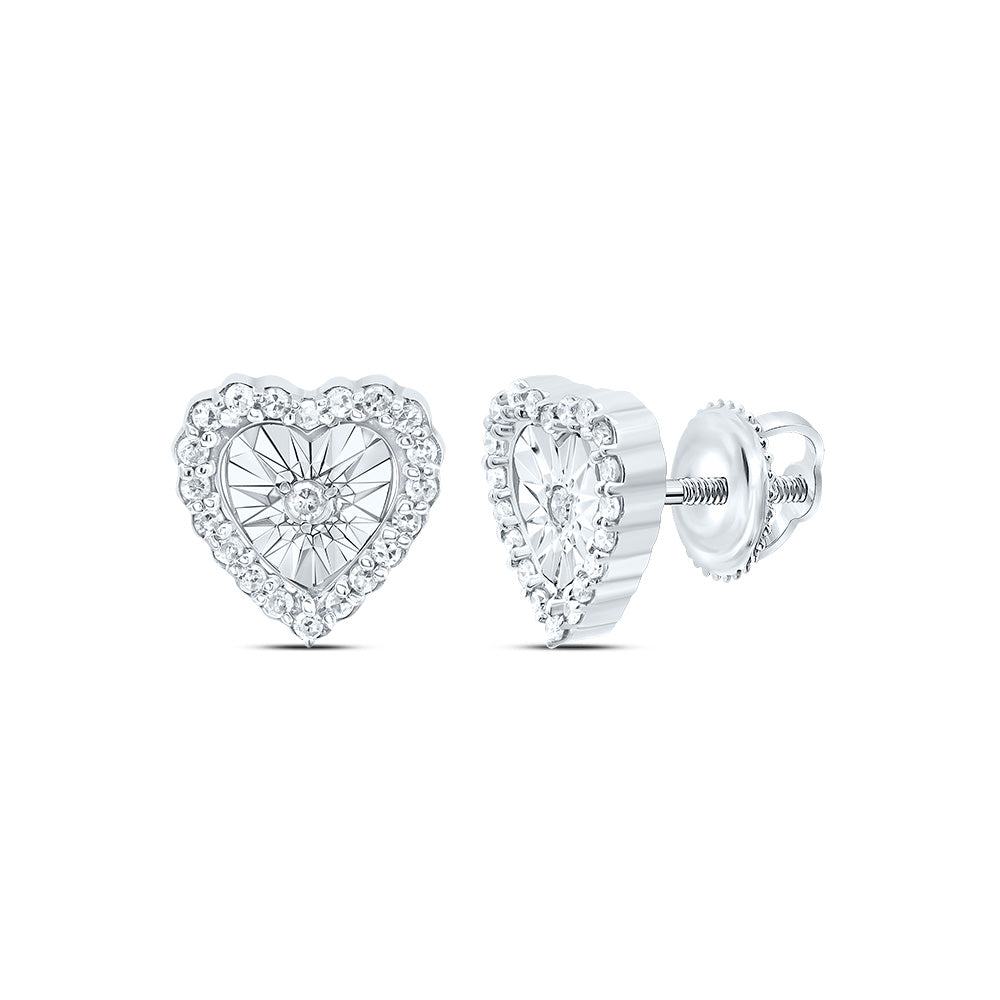 10kt White Gold 1/8 Cttw Natural Diamond Heart Stud Earring