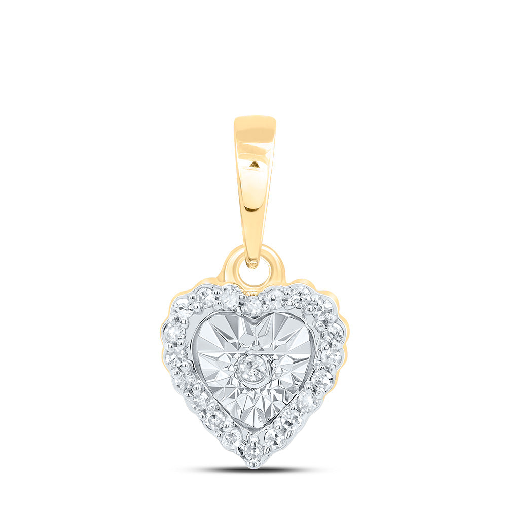 10K Yellow Gold 1/20 Ctw Natural Diamond Heart Pendant