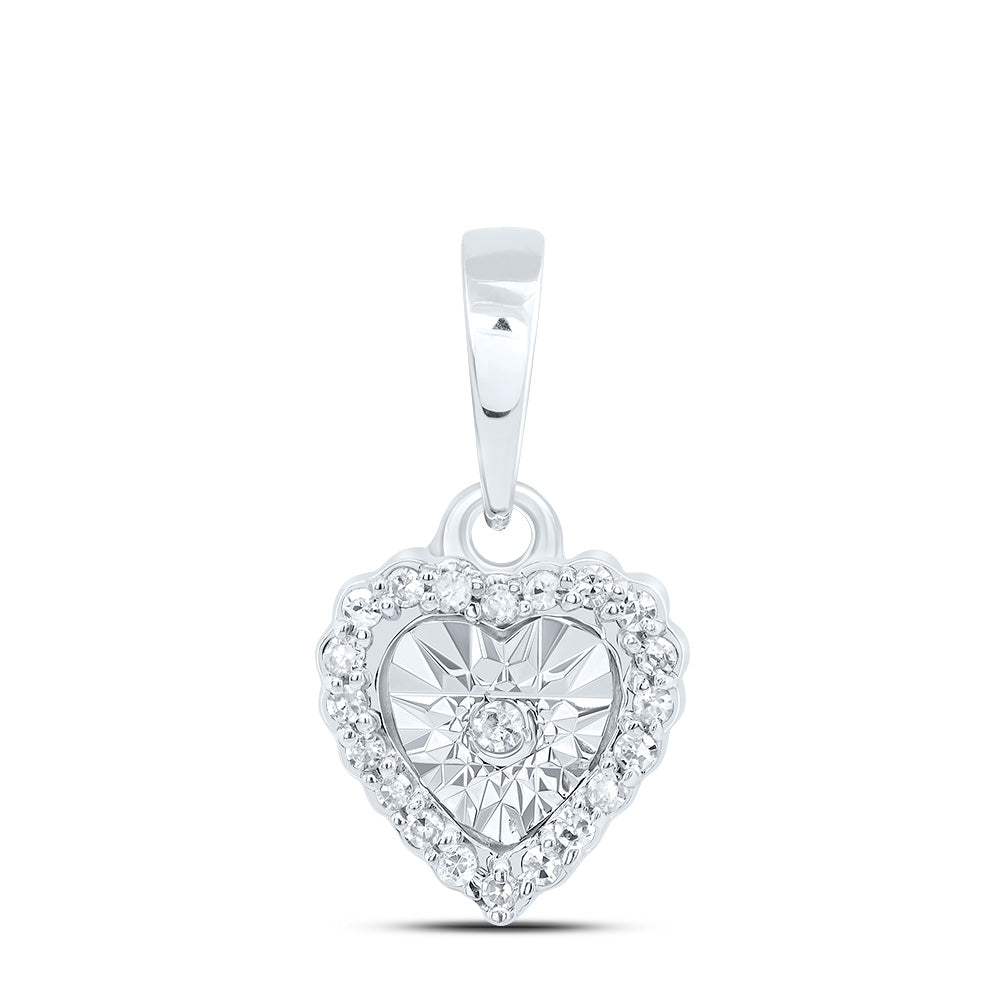 10kt White Gold 1/20 Cttw Natural Diamond Heart Pendant