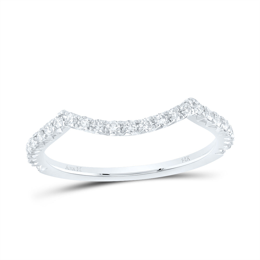14kt White Gold 1/3 Cttw Diamond Ana M Fashion Cnc Octagon Wedding Engagement Anniversary Band, Women Size: 5-9