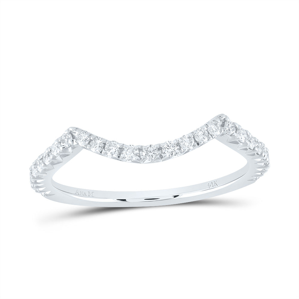 14kt White Gold 1/3 Cttw Diamond Ana M Fashion Cnc Oval Wedding Engagement Anniversary Band, Women Size: 5-9