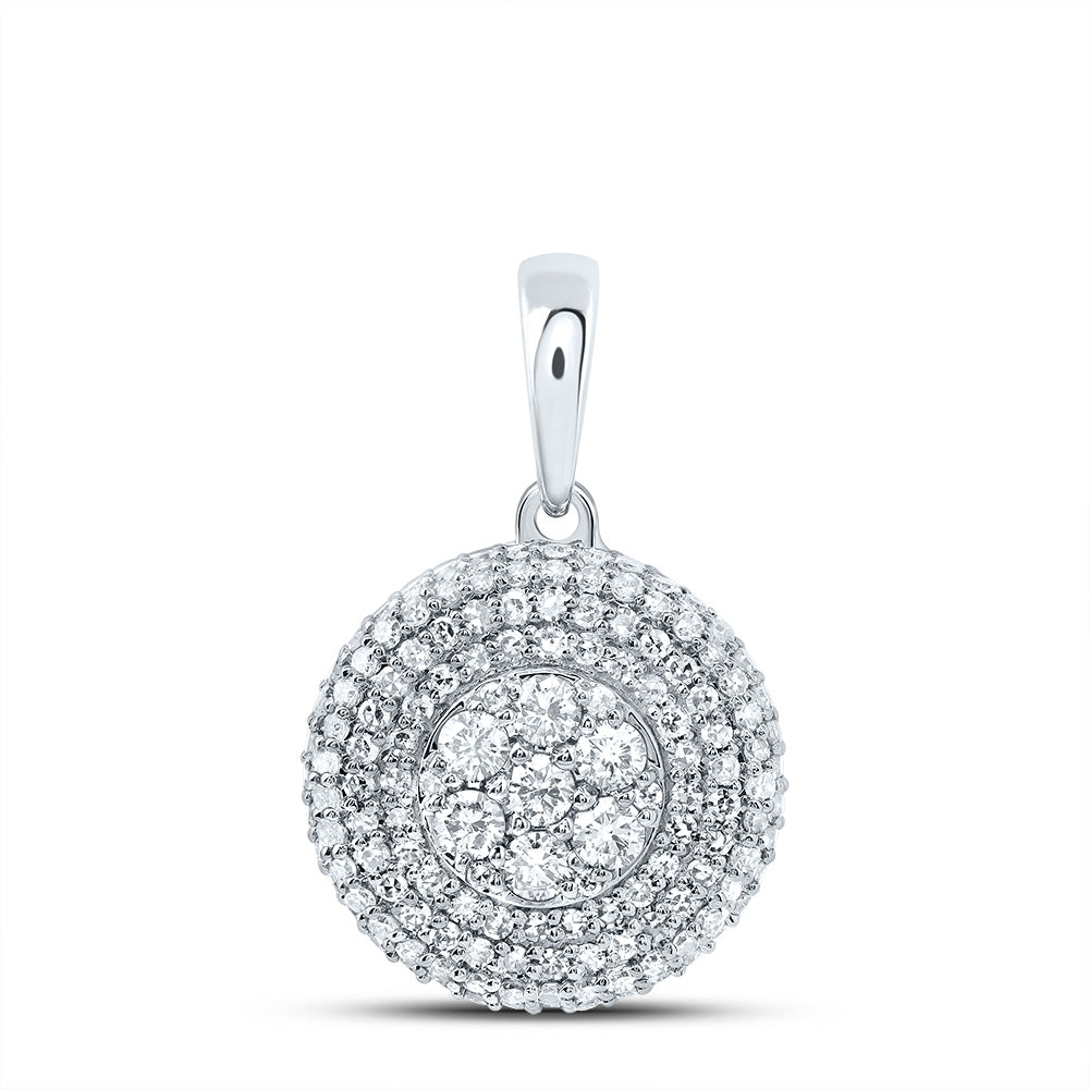 10kt White Gold 3/4 Cttw Diamond Fashion Round Pendant