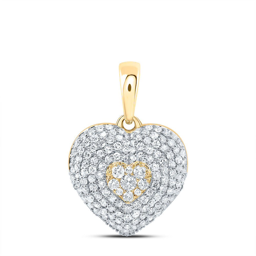10kt Yellow Gold 5/8 Cttw Natural Diamond Fashion Heart Pendant