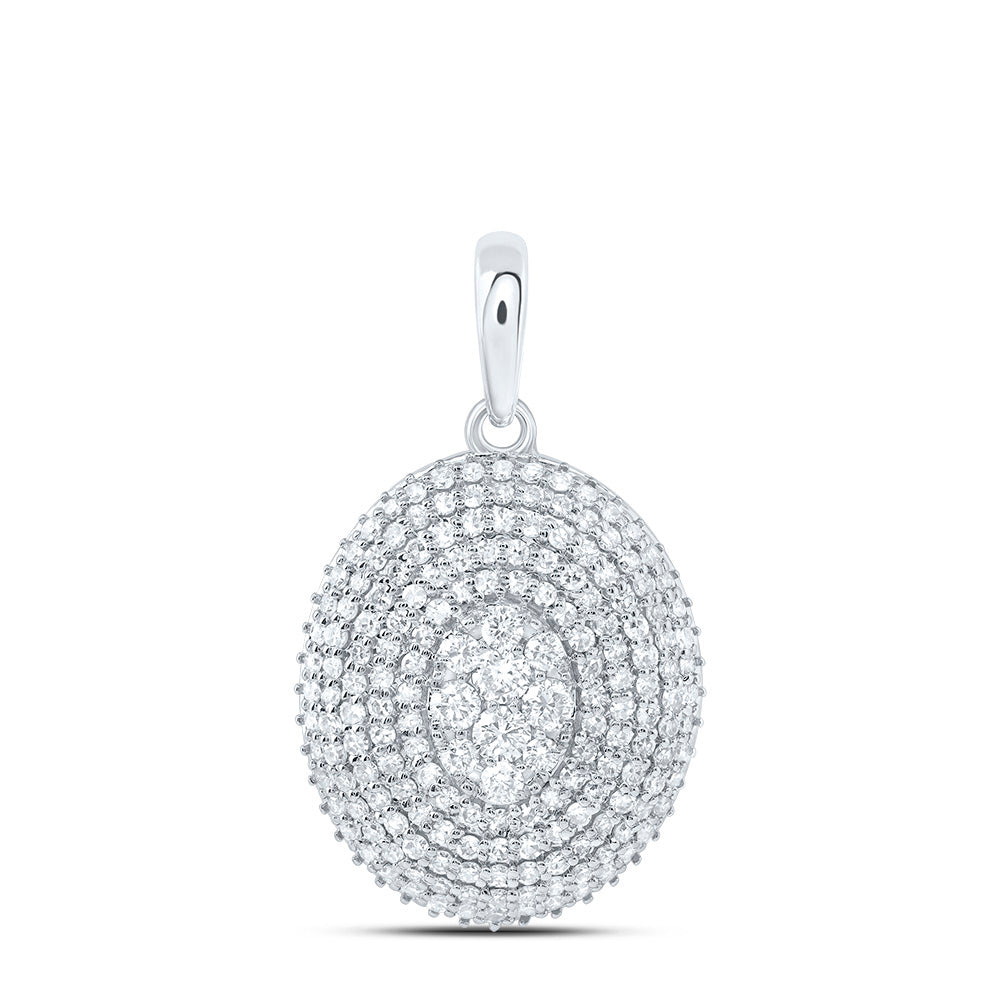 10kt White Gold 7/8 Cttw Diamond Fashion Oval Pendant