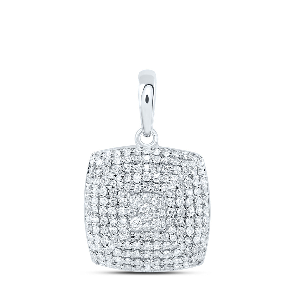 10kt White Gold 3/4 Cttw Diamond Fashion Cushion Pendant