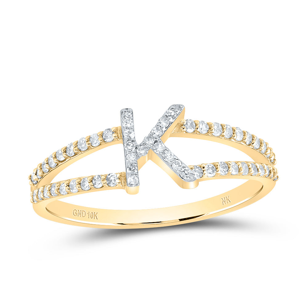 10kt Yellow Gold Diamond Initial Ladies Wedding Engagement Anniversary Ring