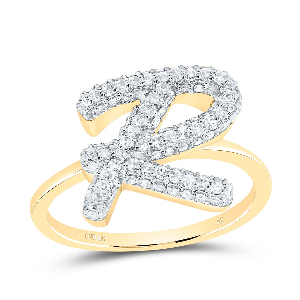10kt Yellow Gold Diamond Fashion Initial Wedding Engagement Anniversary Ring