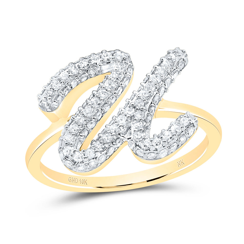 10kt Yellow Gold Diamond Fashion Initial Wedding Engagement Anniversary Ring