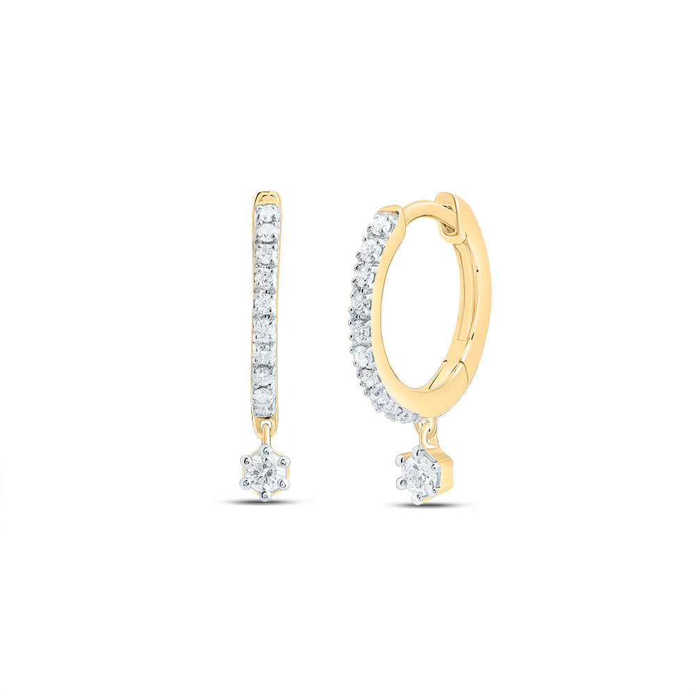 10kt Yellow Gold 1/6 Cttw Diamond Dangling Earring