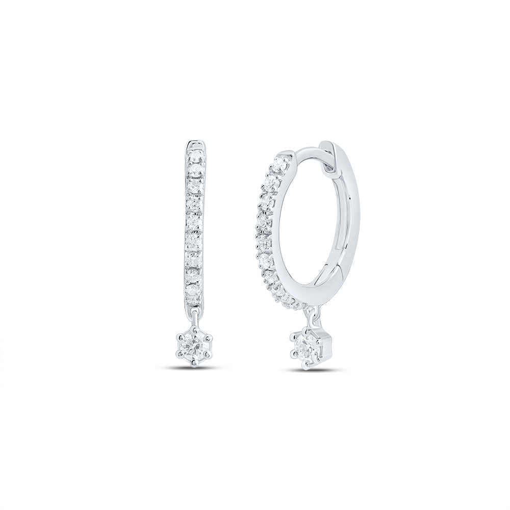 10kt White Gold 1/6 Cttw Diamond Dangling Earring