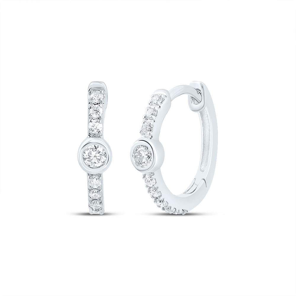 10kt White Gold 1/8 Cttw Diamond Hoop Earring