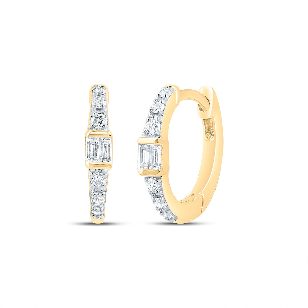 10kt Yellow Gold 1/8 Cttw Diamond Hoop Earring
