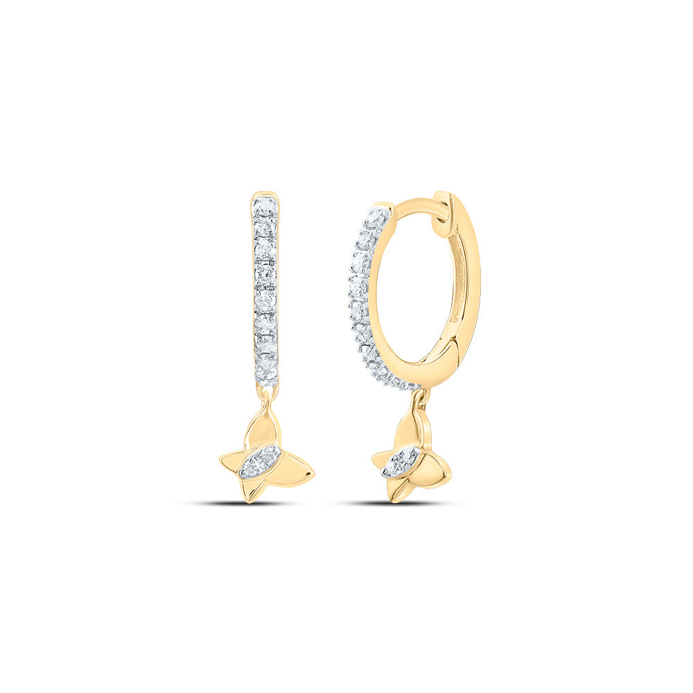 10kt Yellow Gold 1/10 Cttw Diamond Butterfly Dangling Earring