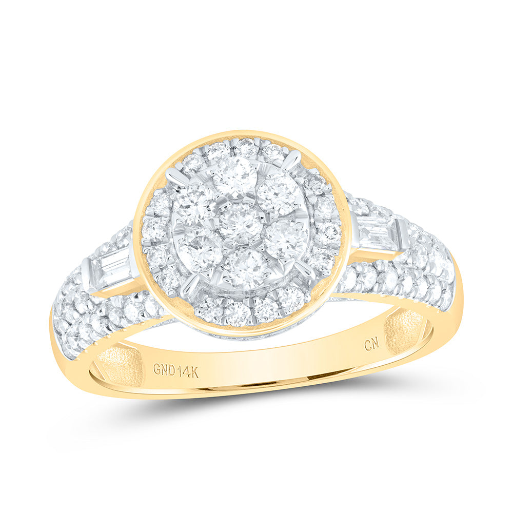 14kt Yellow Gold 1 Cttw Diamond Flower Round Bridal Wedding Engagement Anniversary Ring, Women Size: 5-9