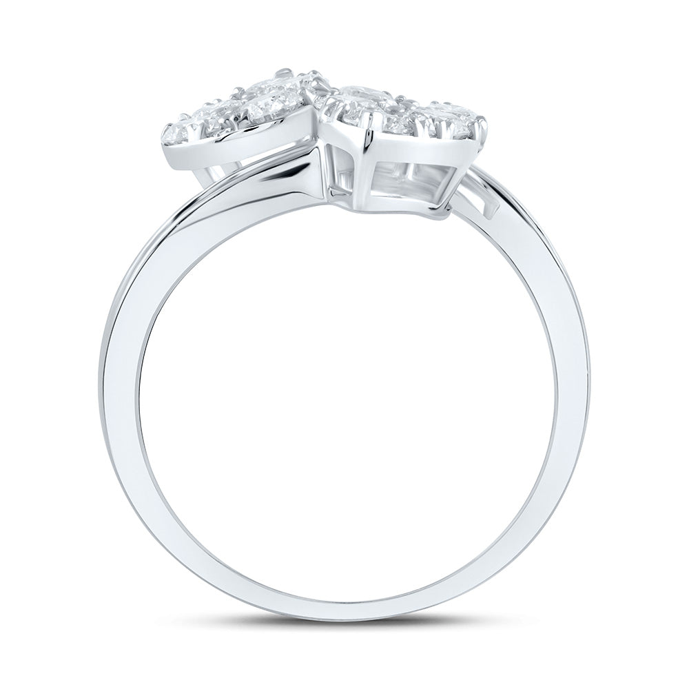 14kt White Gold 1 3/8 Cttw Diamond Fashion Pear Cuff Wedding Engagement Anniversary Ring, Women Size: 5-9