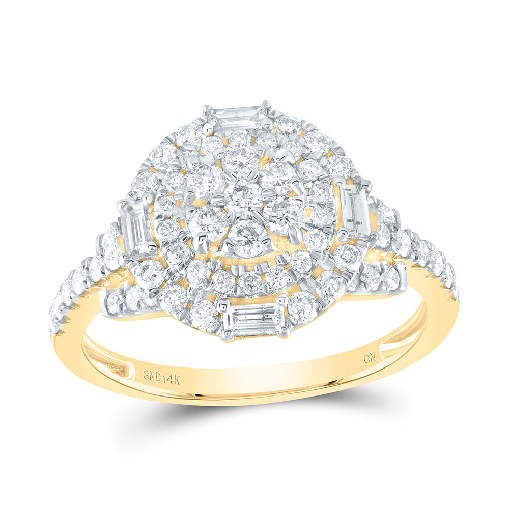 14kt Yellow Gold 1 Cttw Diamond Flower Round Bridal Wedding Engagement Anniversary Ring, Women Size: 5-9