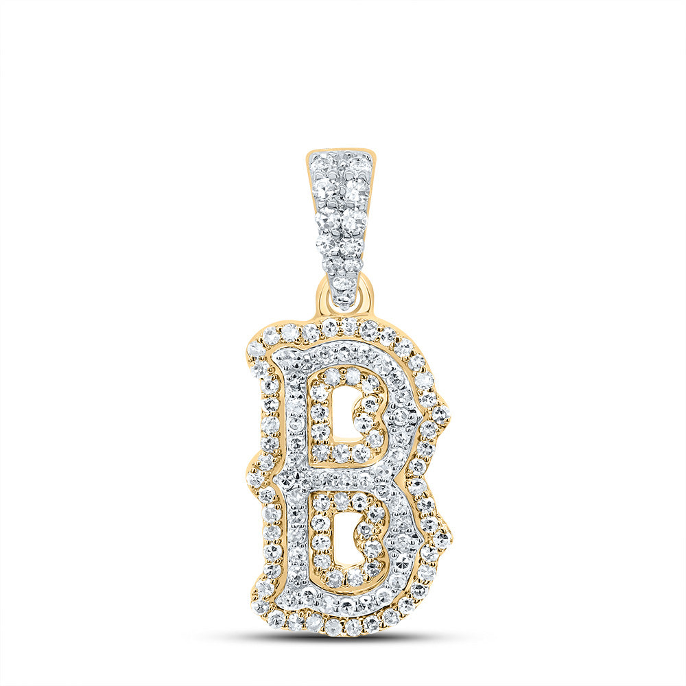 10k Yellow White Natural Diamond Fashion Initial Pendant