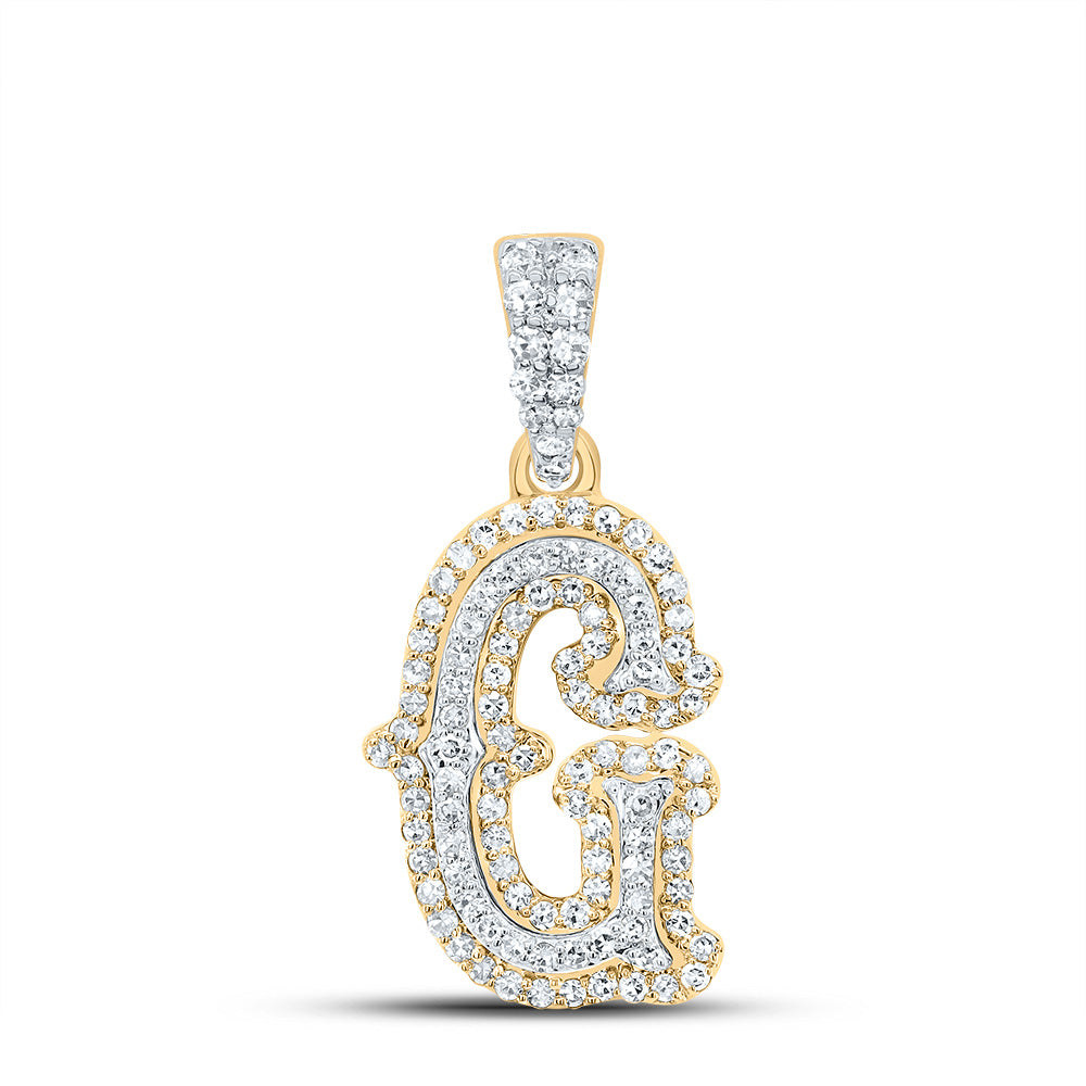 10k Yellow White Natural Diamond Fashion Initial Pendant