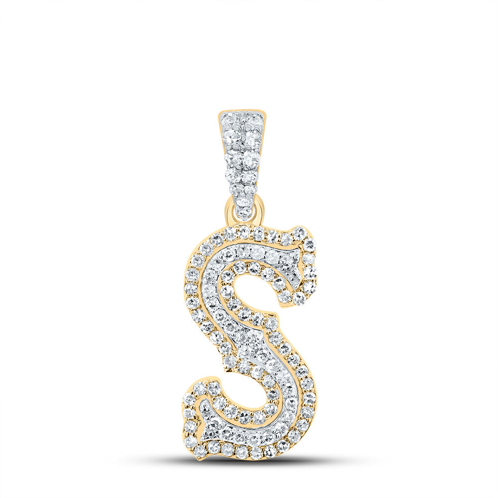 10k Yellow White Natural Diamond Fashion Initial Pendant