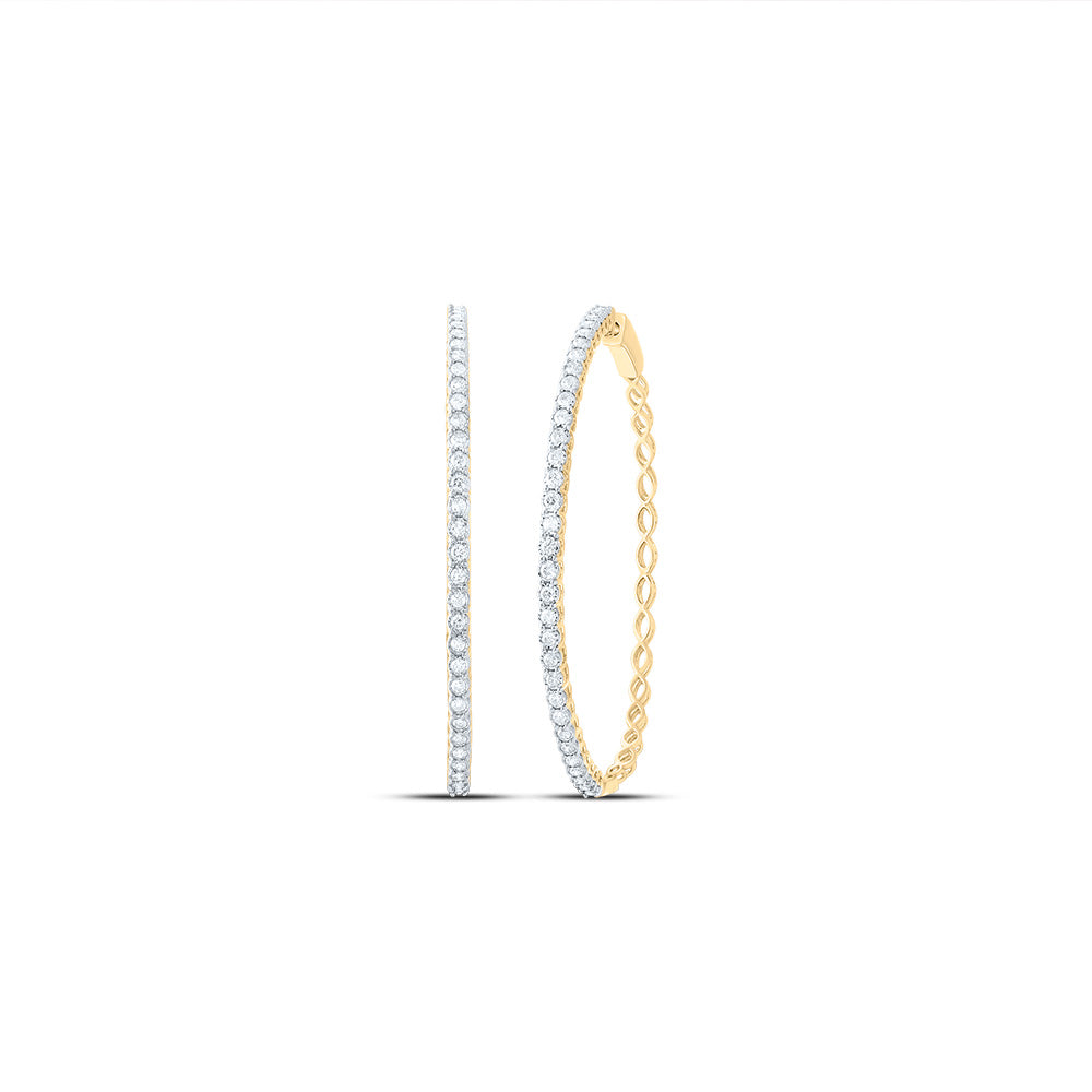 10kt Yellow Gold 1 Cttw Diamond Fashion Hoop Earring