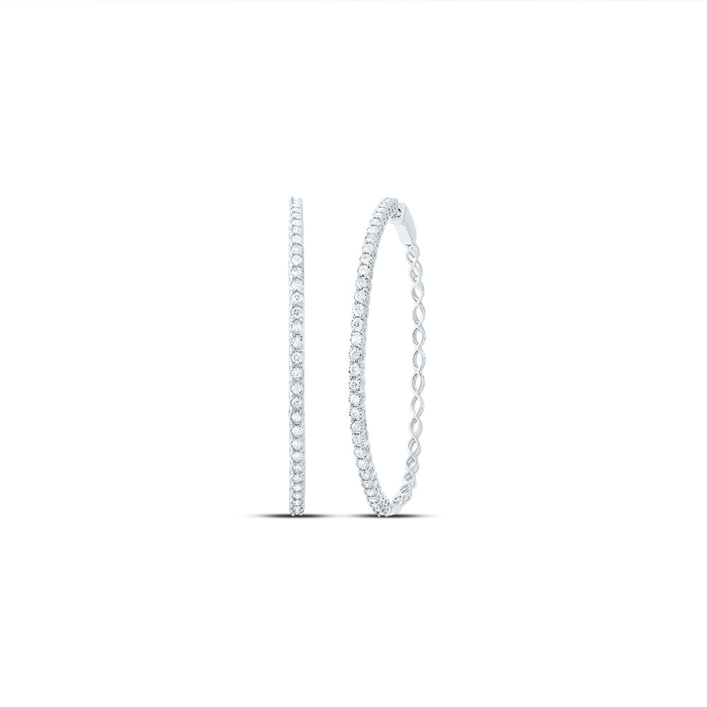 10kt White Gold 1 Cttw Diamond Fashion Hoop Earring